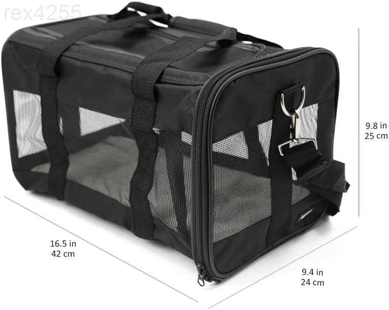 Mesh Pet Travel Carrier for Dog Cat up to 16 pounds 165 L x 106 W x 11 H BlackW250904