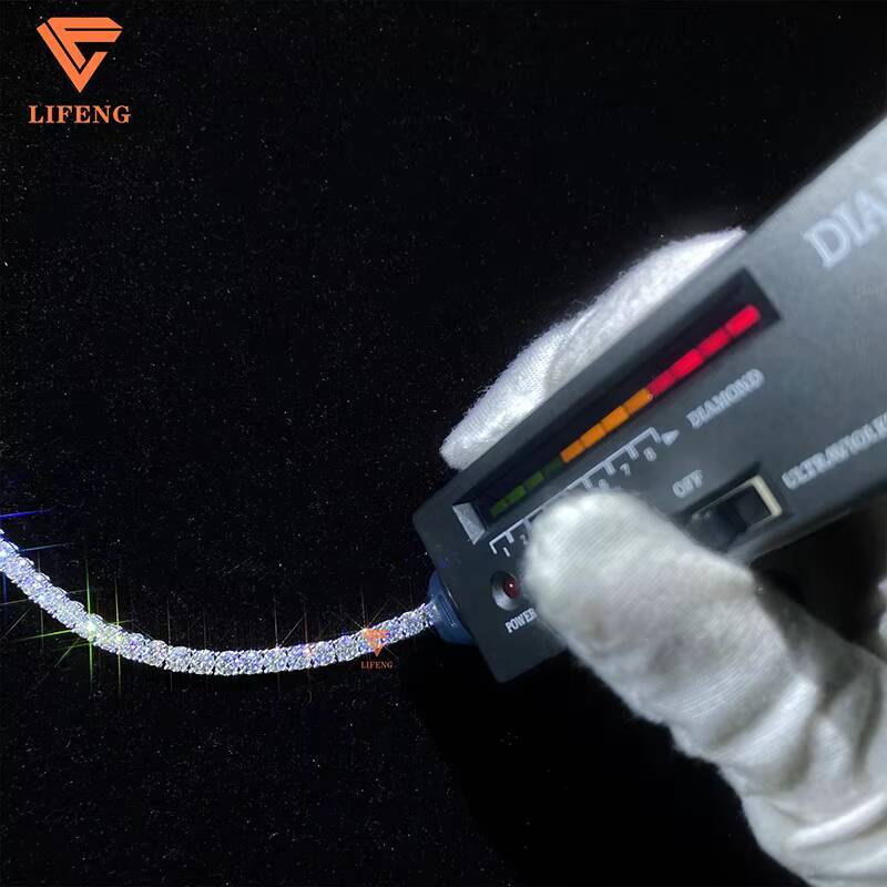 Lifeng Jewelry VVS Moissanite 4mm Tennis Chain Bracelet Pass Diamond Tester Sterling Women Men Bracelet Gift