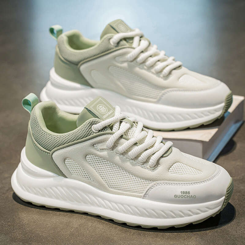 2025 Men's New Spring Summer Breathable Mesh Casual Versatile Youth Height Increasing Running Sports Trendy Shoes White