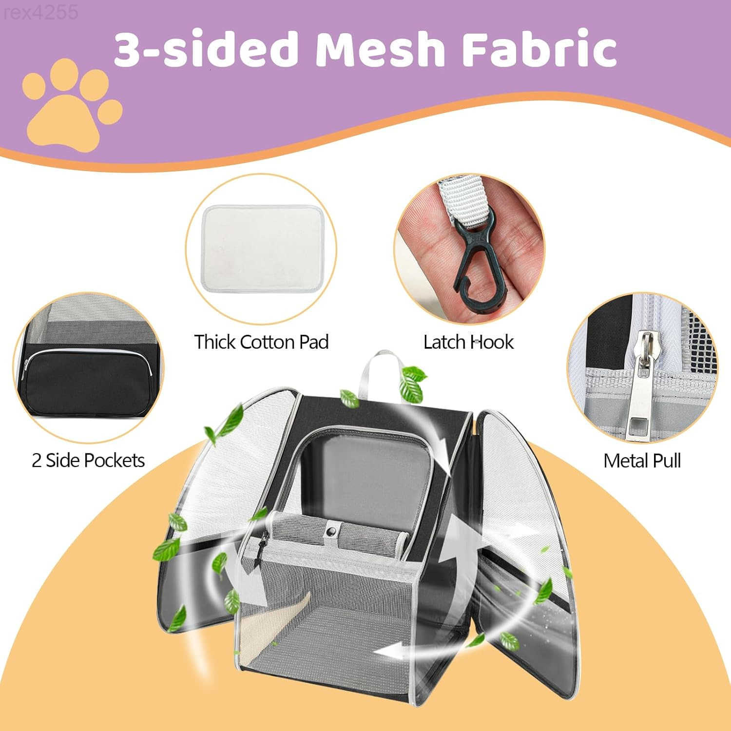 Cat Backpack Carrier Large Pet Backpack for Small Dog Medium Cat Puppy Kitten Bunny up to 15lbs Ventilated Mesh Dog Collapsible Travel Backpack for Hi