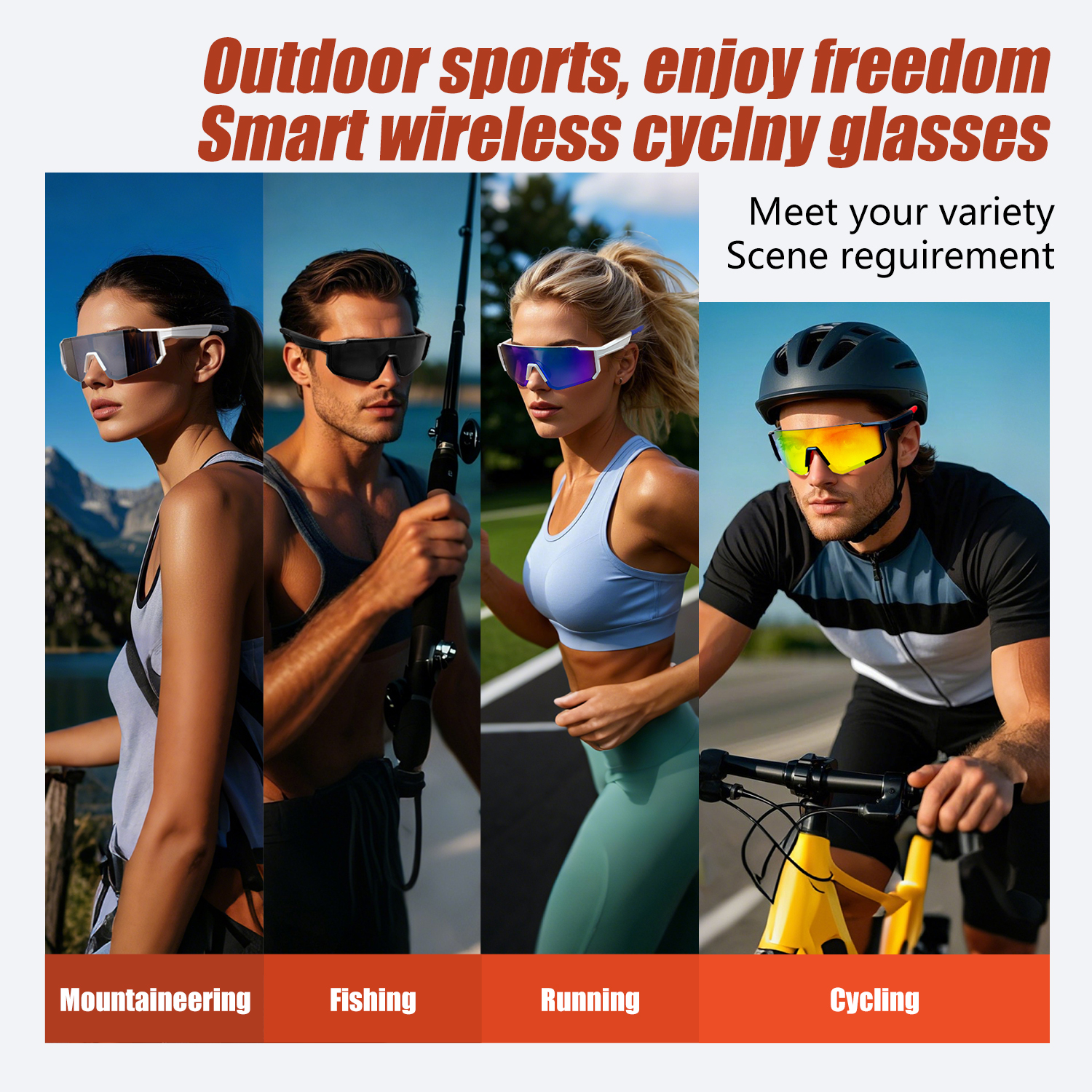 QY-Pro1 Bluetooth Smart Cycling Glasses with AI voice assistants Call Control immersive sound effects UV400 sand prevention corrosion protection Sungl