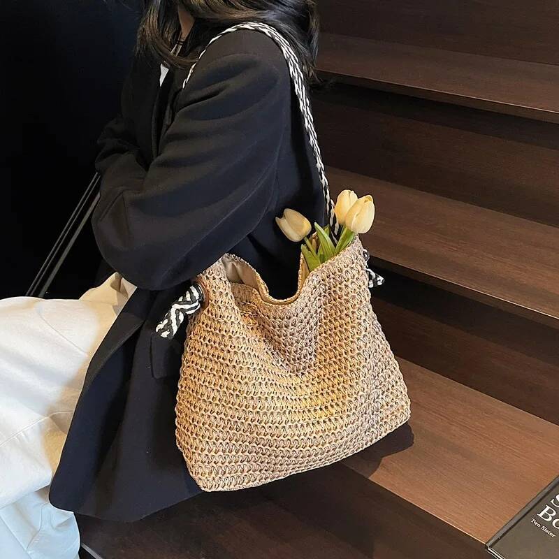 Straw Woven Beach for Women Fashion Large Capacity Travel Vacation Women's Shoulder Bag Summer New Casual Female Handbags