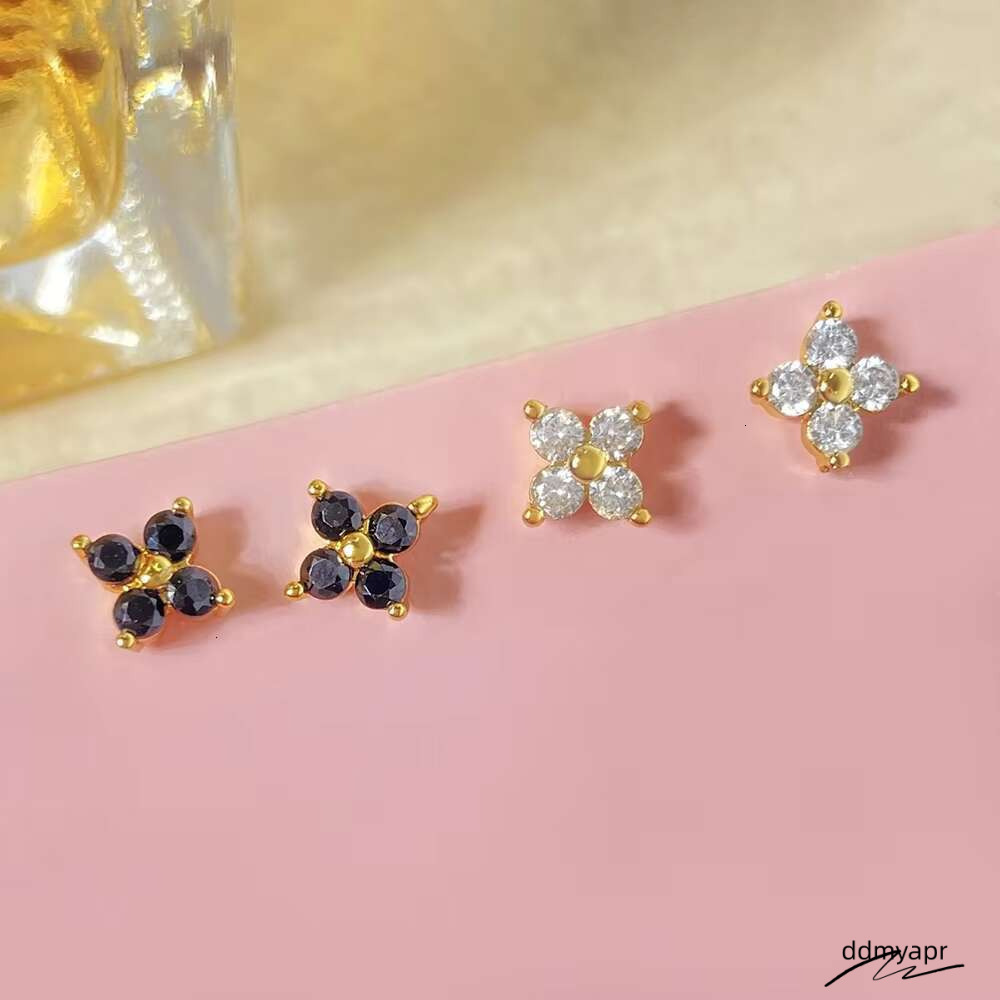 Girl Fine Jewelry Sweet Factory Custom Multi Color Stone Black Gold Plated Sterling Sier Ddmyday Mini Stud Earrings For Kids Ddmyday