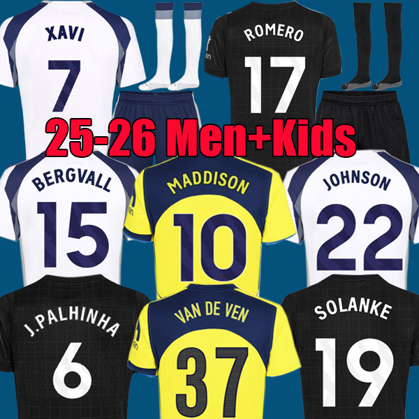 25 26 MADDISON KUDUS XAVI soccer Jersey KULUSEVSKI KOLO MUANI 2026 ROMERO VAN DE VEN SOLANKE BERGVALL GRAY TEL RICHARLISON J.PALHINHA Football kit shirts men kids set