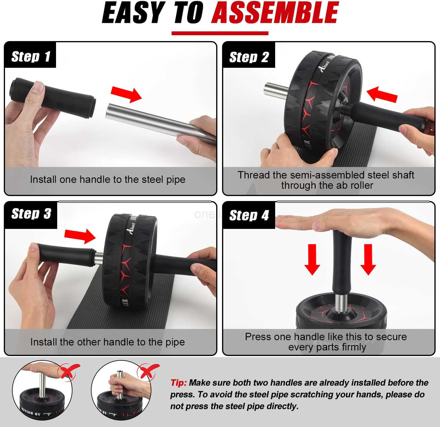 Ab Roller Wheel Abs Workout Equipment for Abdominal Core Strength Training Home Gym Exercise Wheels for Men Women with Knee Pad Accessories W250904