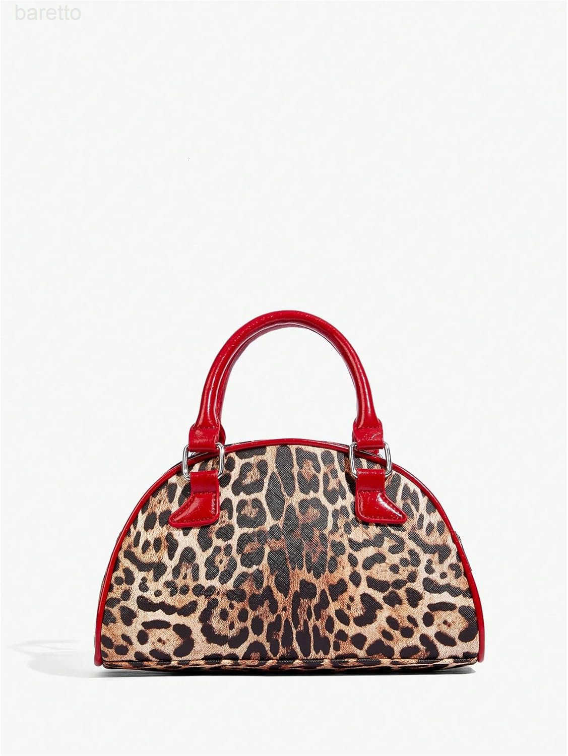 Womens Colorblock Zipper Handle Bowling Bag Purse Leather Clutch Handbags M250904