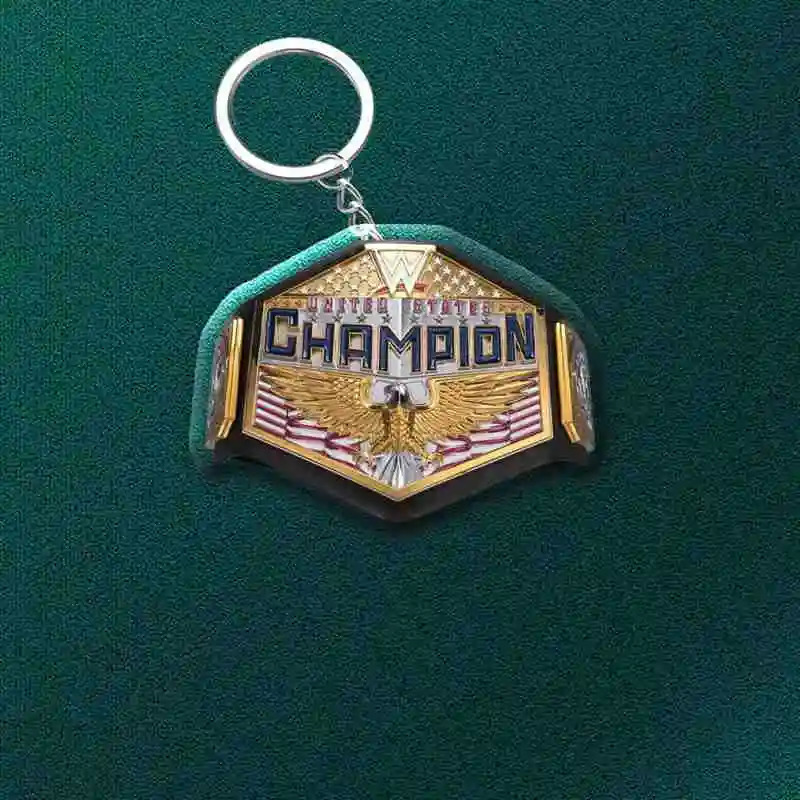In Stock championship gold belt Printed Keychain Wrestling Peripheral doublesided pendant Keychain 250904