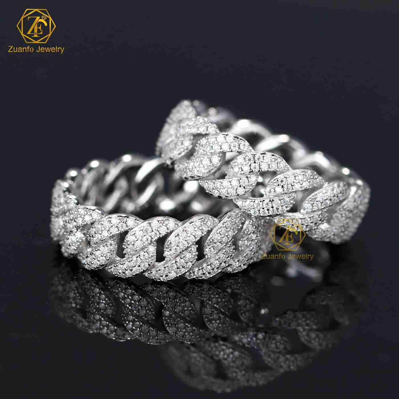 Bandwidth Miami Cuban Link Ring Round Brilliant Cut Lab Grown Diamond Cuban Ring Hiphop Style Ring Hiphop Jewellery Gift