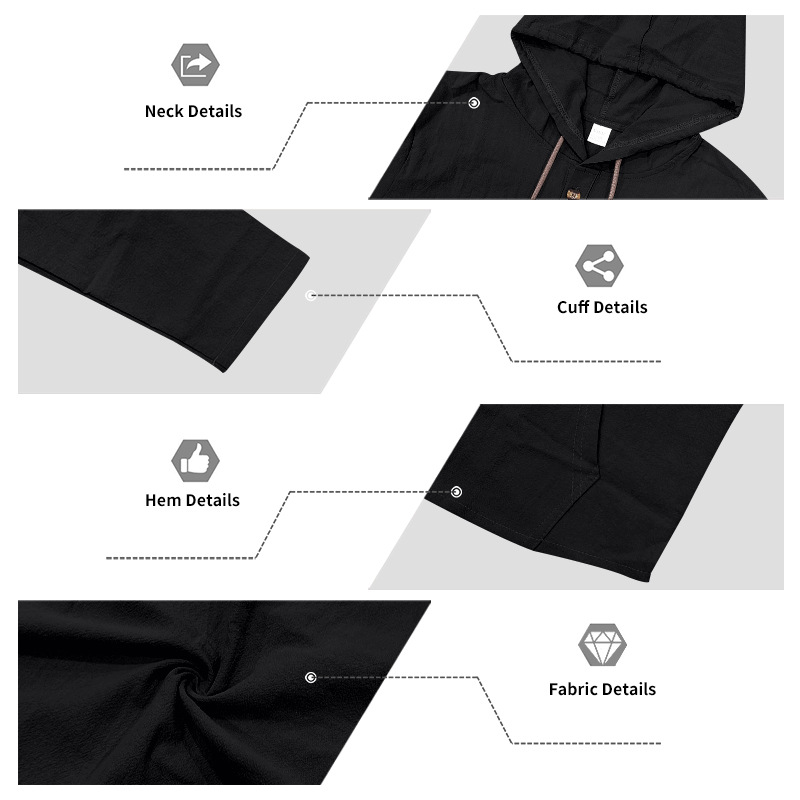 Men's Hoodie linen vintage spring and autumn shirt Casual loose long sleeved clothes High quality trendy men's clothing European size: S-3XL