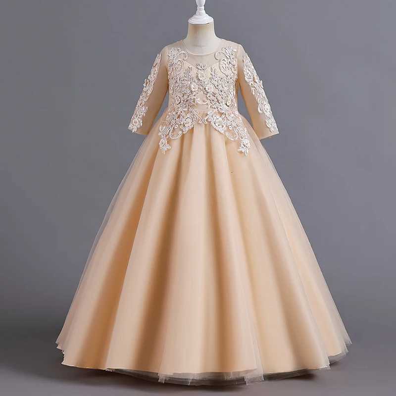 100% Cotton Linen Cotton Linen Cotton Linen Cotton New Slim Short Sleeve Fashion Girls Dress 3-12 Years Old Fluffy White Wedding Sweet Princess Dress 