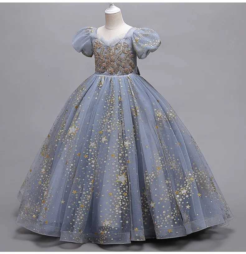 3-14 Year Girls Princess Dress Summer Children High-end Formal Wear Ball Gown Flower Girl Wedding Piano Performance Outfit Dress Z250904