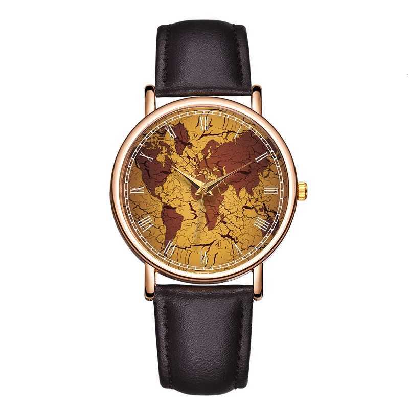 Personality Ladies Girls Wristwatch World Map Leather Quartz Watch High Quality Simple Casual Quartz Waterproof Watch X250904