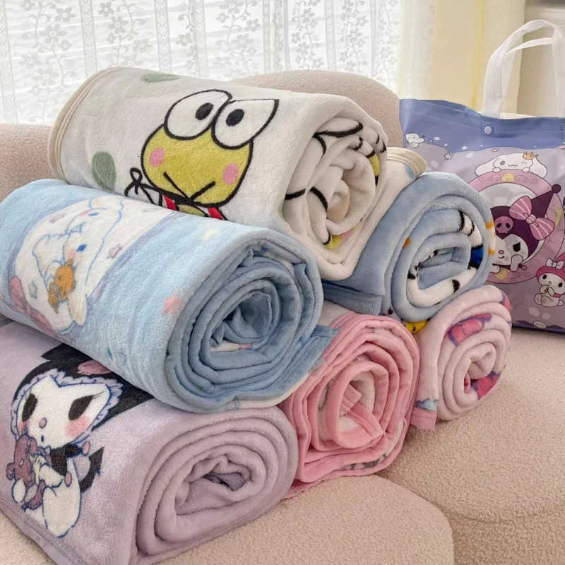 Sanrio Hello Kitty Kuromi Melody DoubleSided Sofa Wagon Car Air Conditioning Blanket Office Nap Blanket Cover Blanket L250904