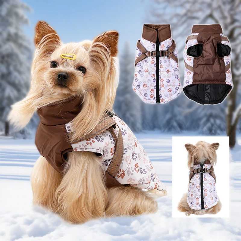 Pet Puppy et With Harness Autumn Winter Warm Dog Clothes For Small Medium Dogs Cat Safe Reflective Waterproof Chihuahua Coat W250904