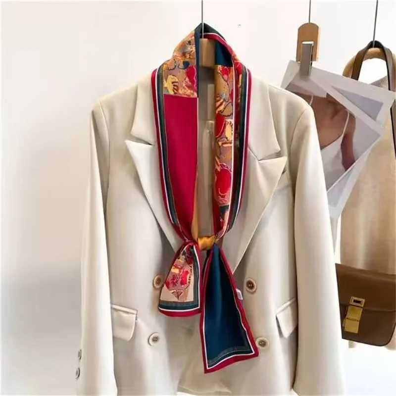 Luxury Design Ribbon Silk Scarf 14150cm band Neckerchi Foard Wen Hair Scarfs Neck Tie Lady Skinny Scarves Soft Satin G250904