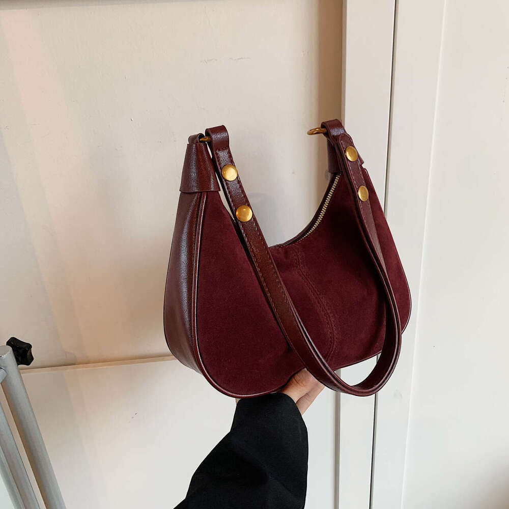 Frosted Design Women's Autumn Winter 2024 Trendy Patchwork Single Shoulder Underarm High-end Stylish Dumpling Bag