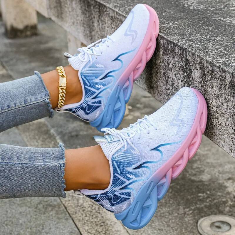 Women's 2025 New Fashion Breathable Trainers Comfortable Sneakers Mesh Fabric Lace Up Female Footwear Women Shoes ddmysaturn