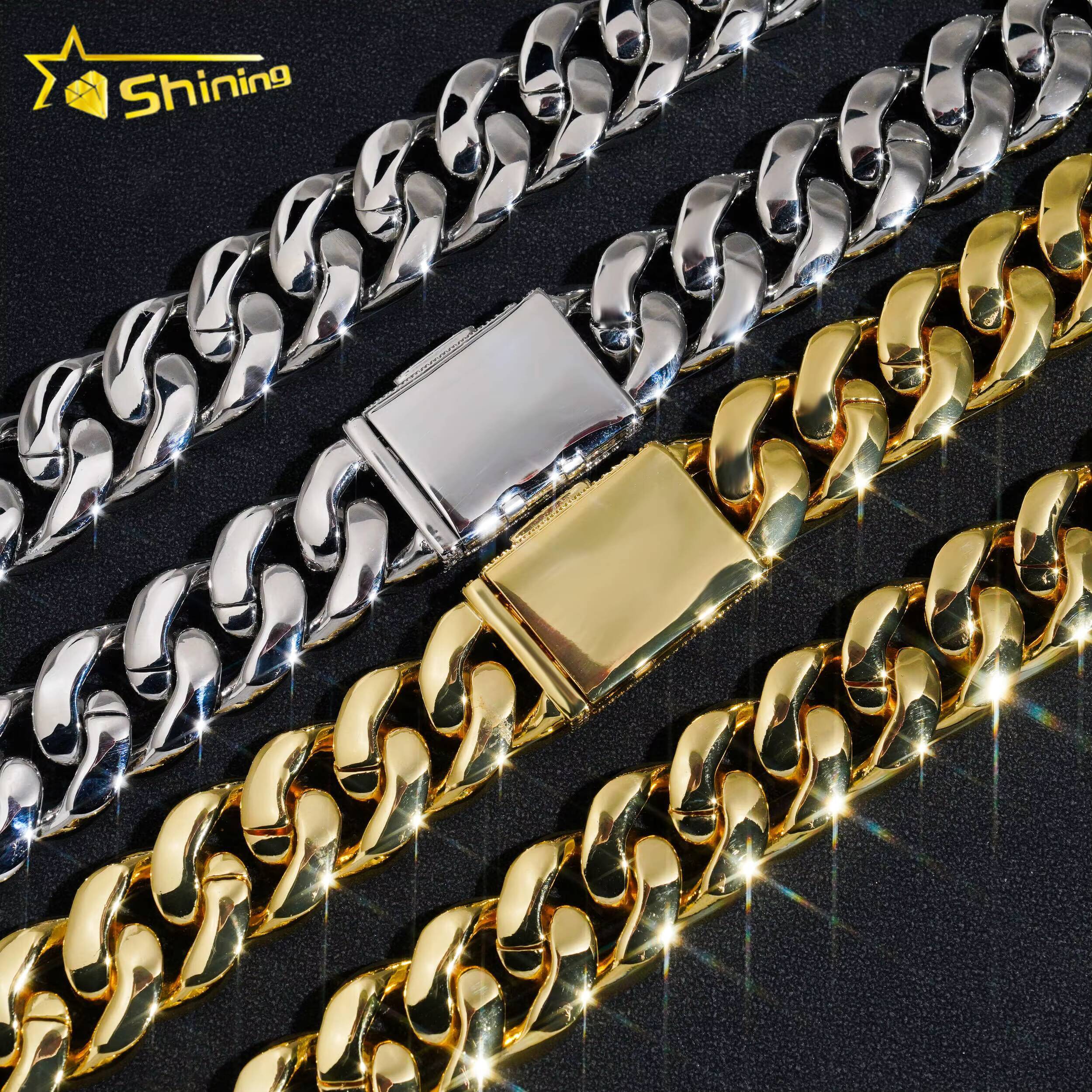 Luxury Hip Hop Men Fashion Link Chain Big Size 20MM Gold Plated Iced Out Brass Moissanite Diamond Cuban Link Chain