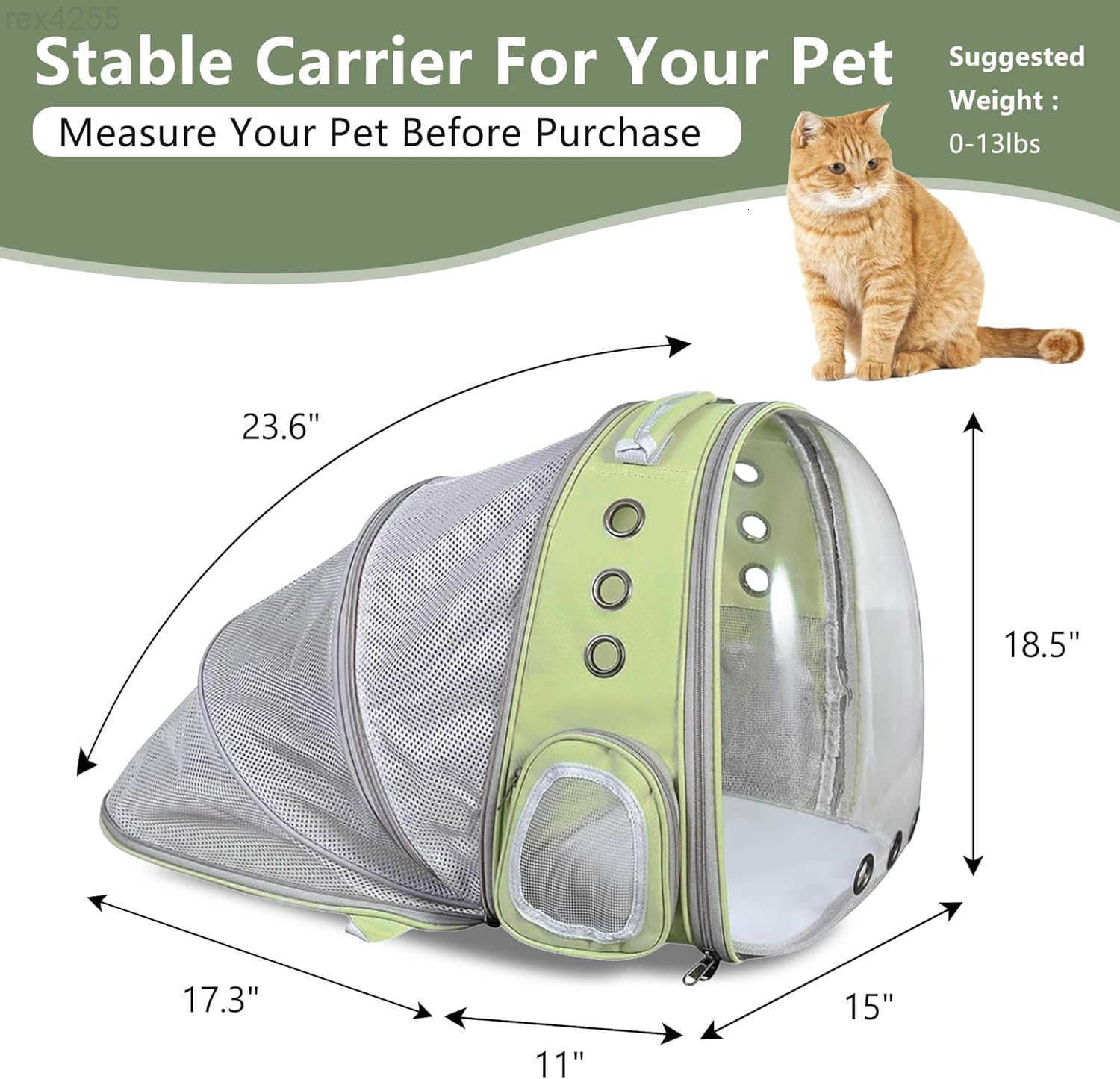 Cat Backpack Carrier Bubble Expandable Foldable Breathable Pet Carrier Dog Carrier Backpack for Large Big Cats Hiking Travelling Camping Back Expandab