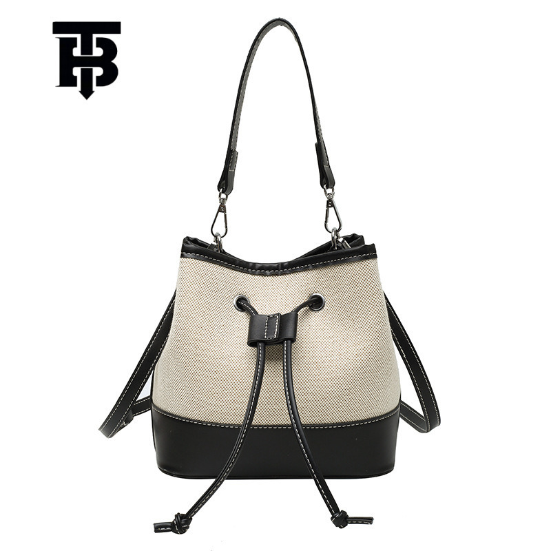 TB BHULAMTE Wholesale Women's Bags 2025 Autumn New European And American Designer S Bag Fashion Bags Crossbody Bags Drawstring Patchwork Canvas H