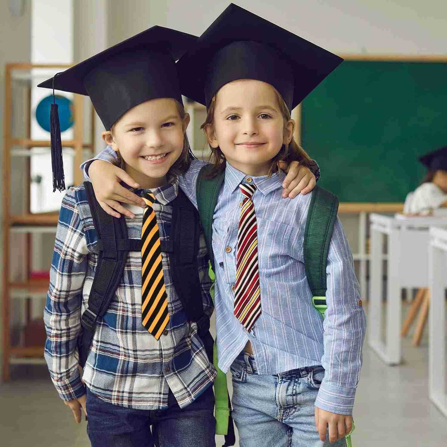 16 Pieces Boys Tie Skinny Kid Pre Tied Neckties Adjustable Tie children Solid Color Striped Boys Neckties for Kids Toddler School Uniforms Ages 410W25