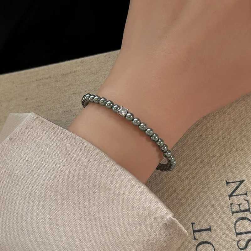 Vintage Beaded Zircon Gray Pearl Bracelet for Women Girl Korean Fashion Charm Imitation Pearl Bracelet Jewelry Dropshipping Y250904