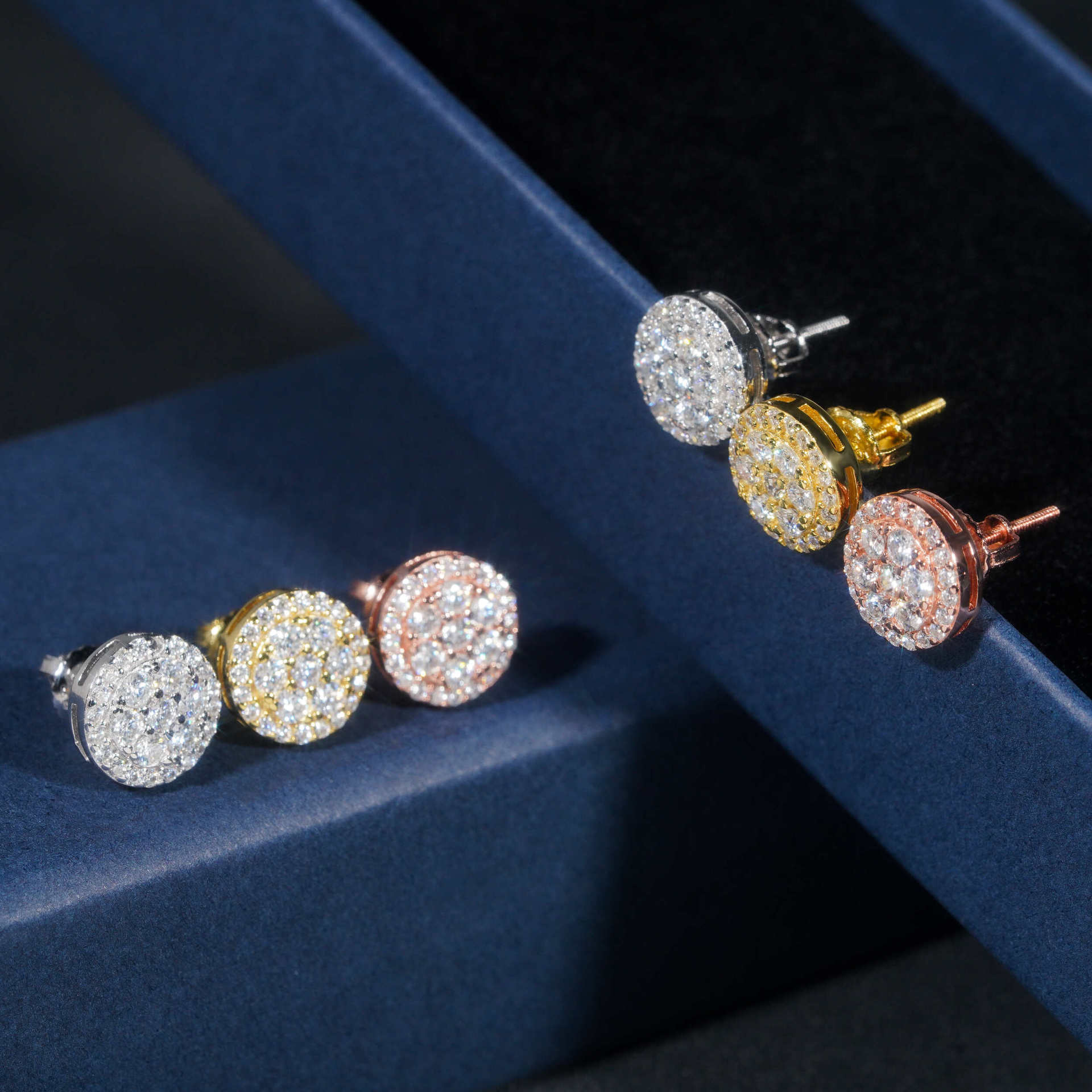 925 Silver Moissanite Round Unisex Designer Luxury Free Shipping Hip-hop Neutral Fashion Trendy Earrings Manufacturer Wholesale