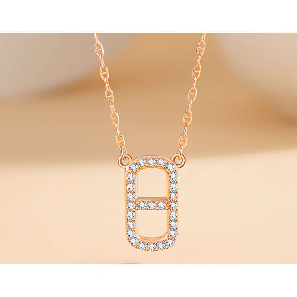 Pig Nose Pure Sier S Necklace for Women Fashion Versatile Block Collarbone Chain Ins Sweet Style Zircon Pendant