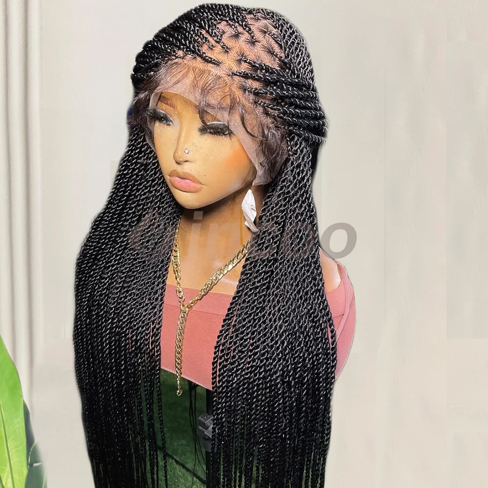 200 Density 360 Full Lace Wig Black Braids Wig Free Part Brazilian Lace Front Wig With Baby Hair Jumbo Braided Wigs for Black Women