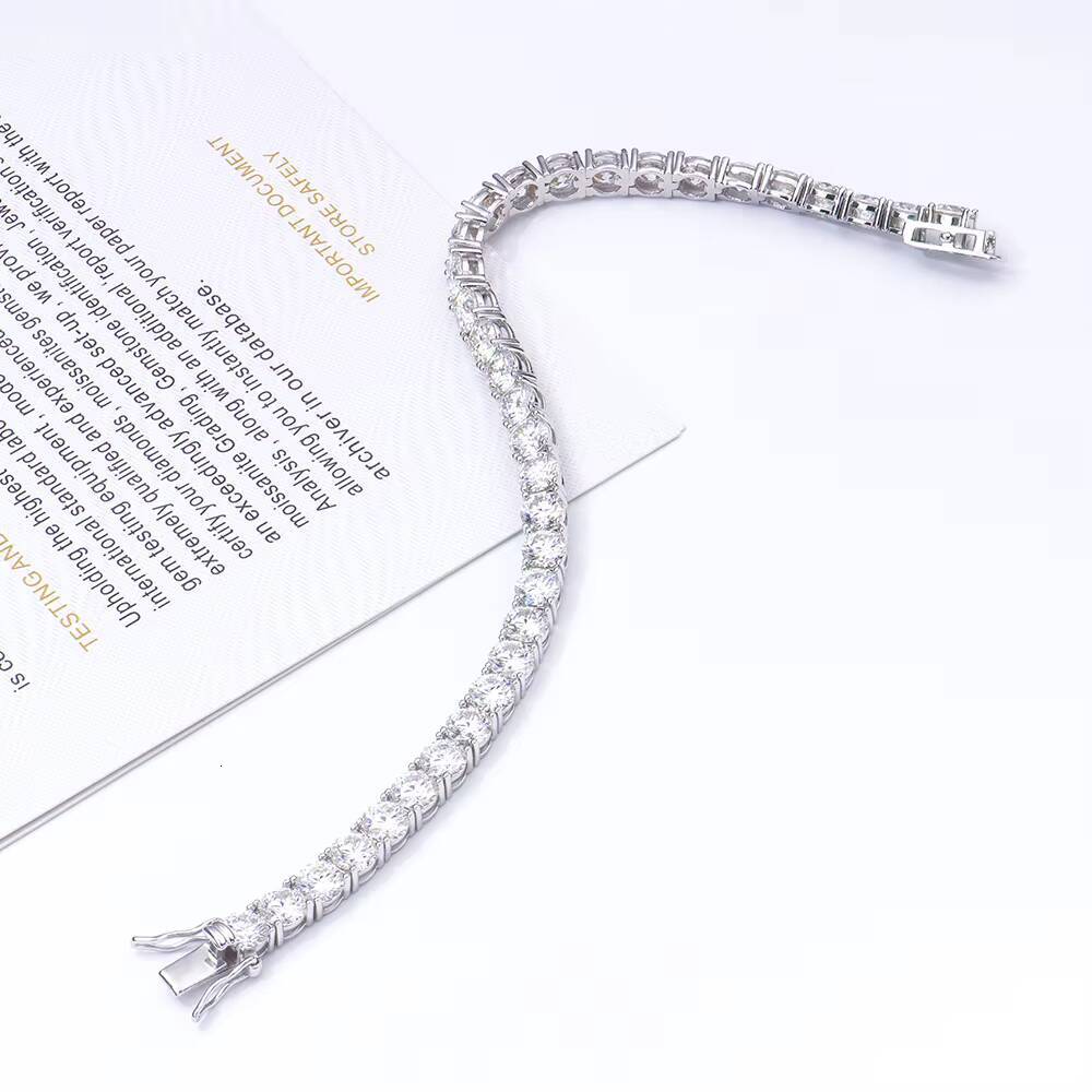Hip Hop Men Jewelry 5mm Tennis Chain Bracelet for Women White Gold Plated 925 Sterling Silver Fine Chain Link Bracelets