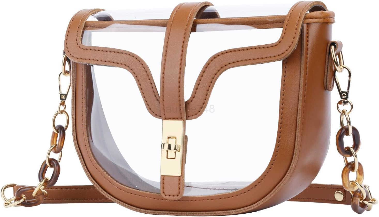 Clear Crossbody Bag for Women Stadium Approved Vegan Leather Concert Shoulder Sports SeeThrough Purse M250904