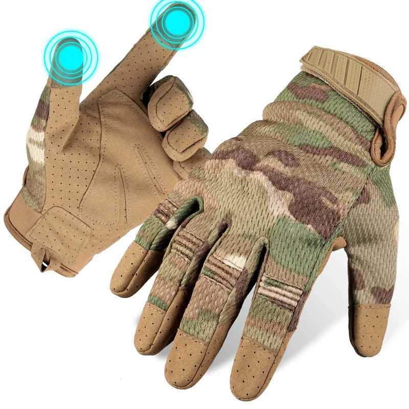 Camo Touch Screen Tactical Full Finger Gloves Airsoft Paintabll Shooting Driving Work PROtection MittensXJ250904