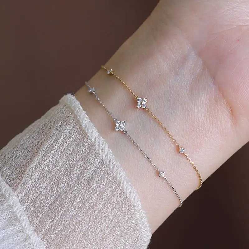 925 Sterling Silver Electroplated 18K Gold Inlaid Zirconia Flower Jewelry Bracelet for Women ExquisiteHighquality Party WeddingXJ250904