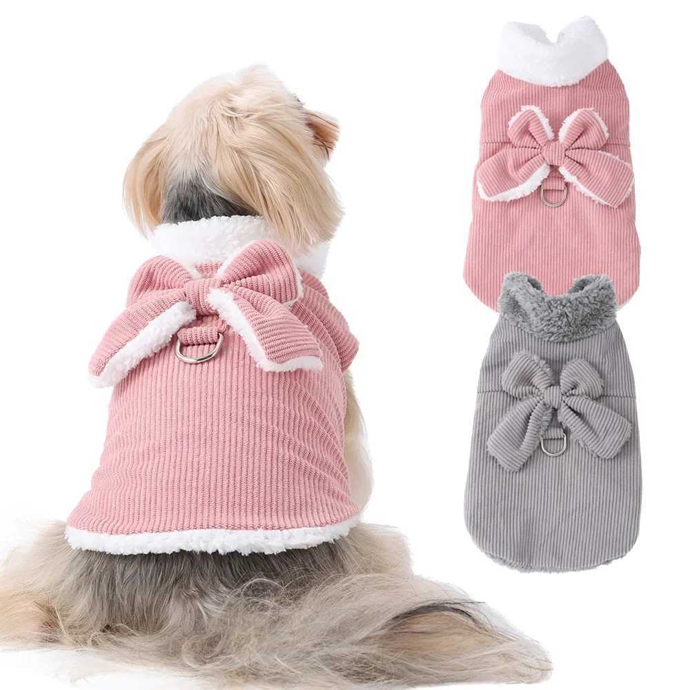 Pet Dog Coat Vest For Small Medium Dogs Cat Winter Warm Puppy Clothing With Dring Cute Bow Kitten Costume Yorkshire Pug Outfits W250904