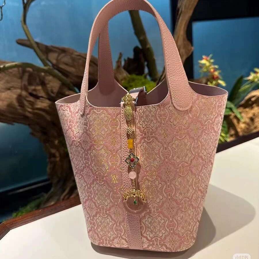 DHEssentials 2025 Oriental Bucket Bag Handmade Brocade Soft Basket Purse