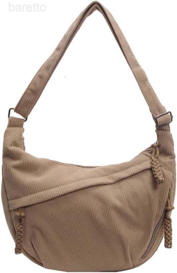 Hobo Bag for Women Men Crescent Shoulder Bag Retro Nylon Canvas Crossbody Bag Slouchy Corduroy Dumpling Bag Purse M250903