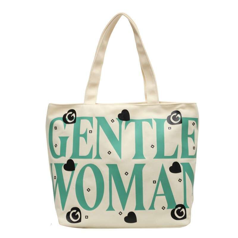 Student Canvas Large Capacity Tote Class Commuter Versatile Printed Mommy Handbag Shoulder Shopping Bag