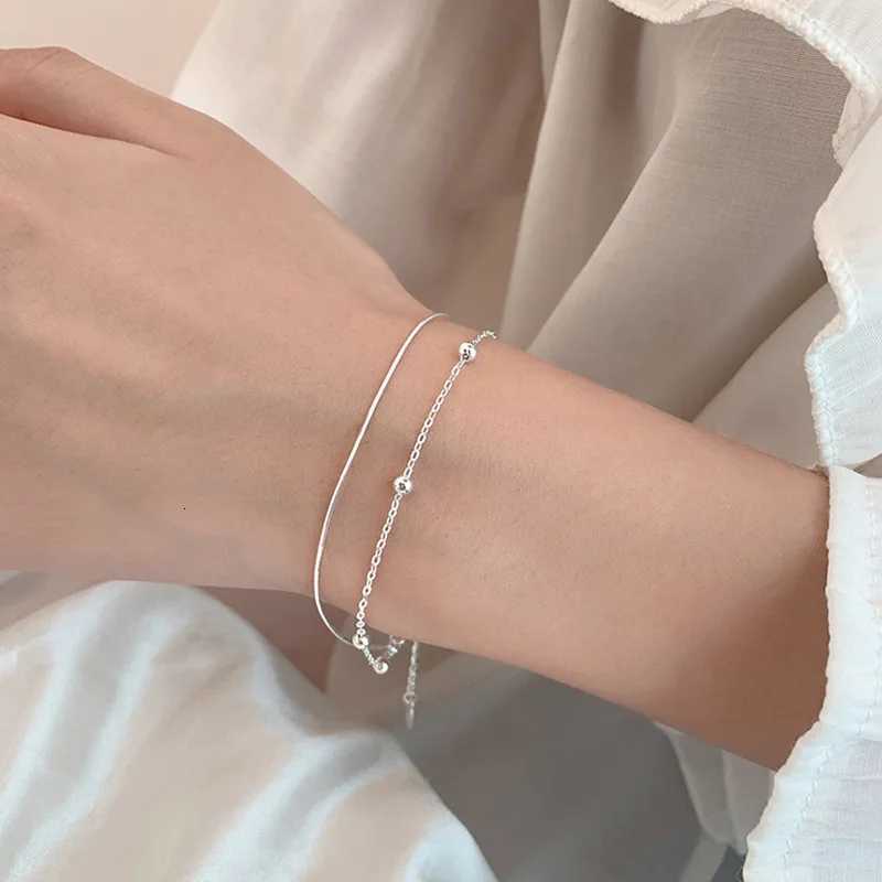 Double layered bracelet for women simple small round bead bracelet student snake bone chain Fashion bracelet jewelryXJ250904
