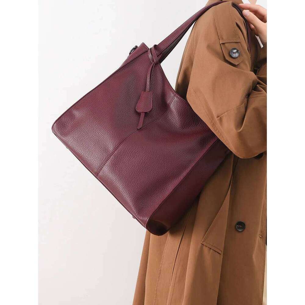 Designer Bag Vintage Soft Leather Solid Color Women's Shoulder Fashion Black Brown Tote Large Capacity Versatile Commuting Shopping Bags