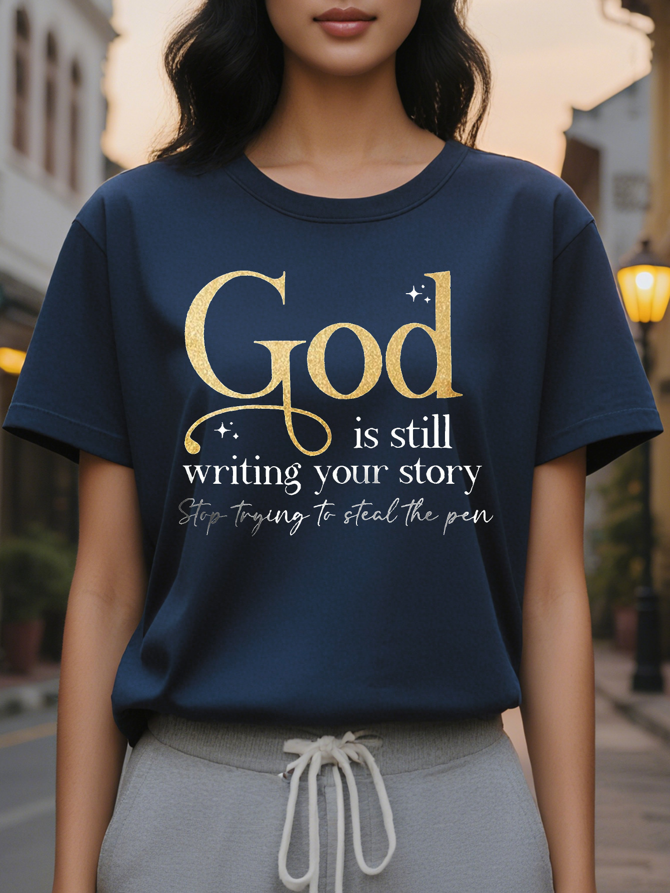 Women's Inspirational Casual Knit Cotton T-Shirt God is Still Waiting for You Story Crew Neck Graphic Tee