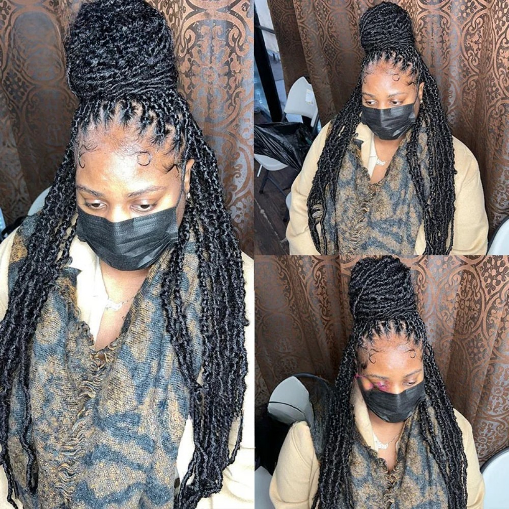 Twist Braided Wigs Box Braided Lace Front Wig For Black Women Synthetic 360 Full Lace Frontal Wig Faux Locs Wig Goddess Braids Wigs