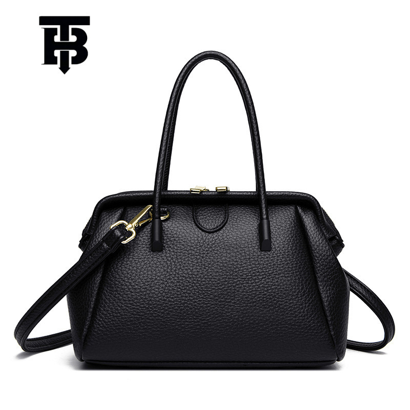 TB BHULAMTE 2025 New Litchi Pattern Boston Bag Crossbody Bag Designer s bag Women's Handbag Simple Versatile Large Capacity Shoulder Bag