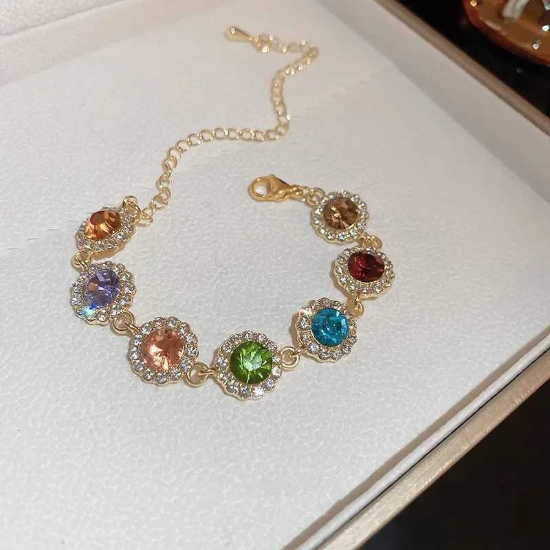 Luxurious Colorful Crystal Chain Bracelet For Women Fashion Personalized Daily Accory Party Jewelry Birtay Anniversary GiftXJ250904