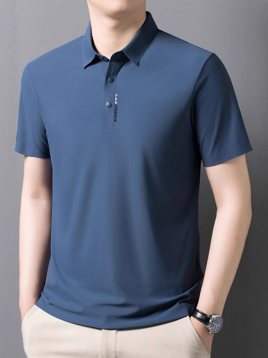 Men's Business Casual Short Sleeved Shirt Solid Color Polo Shirt Fashionable Breathable Comfortable Versatile Top R250904