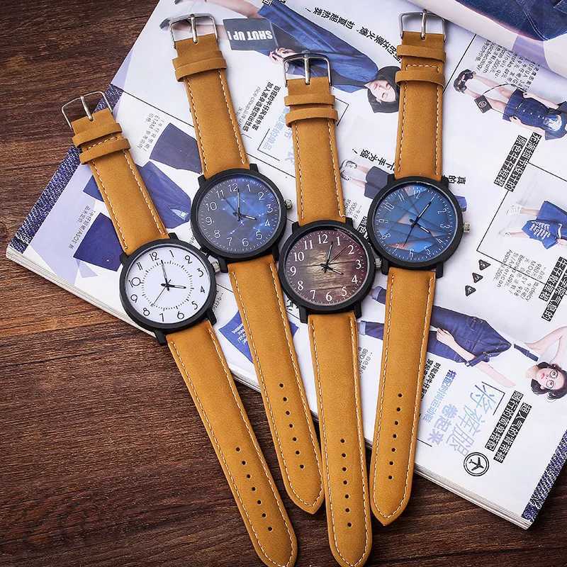 Large Dial PU Fashion Quartz Watches Men Clock Students Wristwatches M Hours Gifts Reloj Hbre X250904