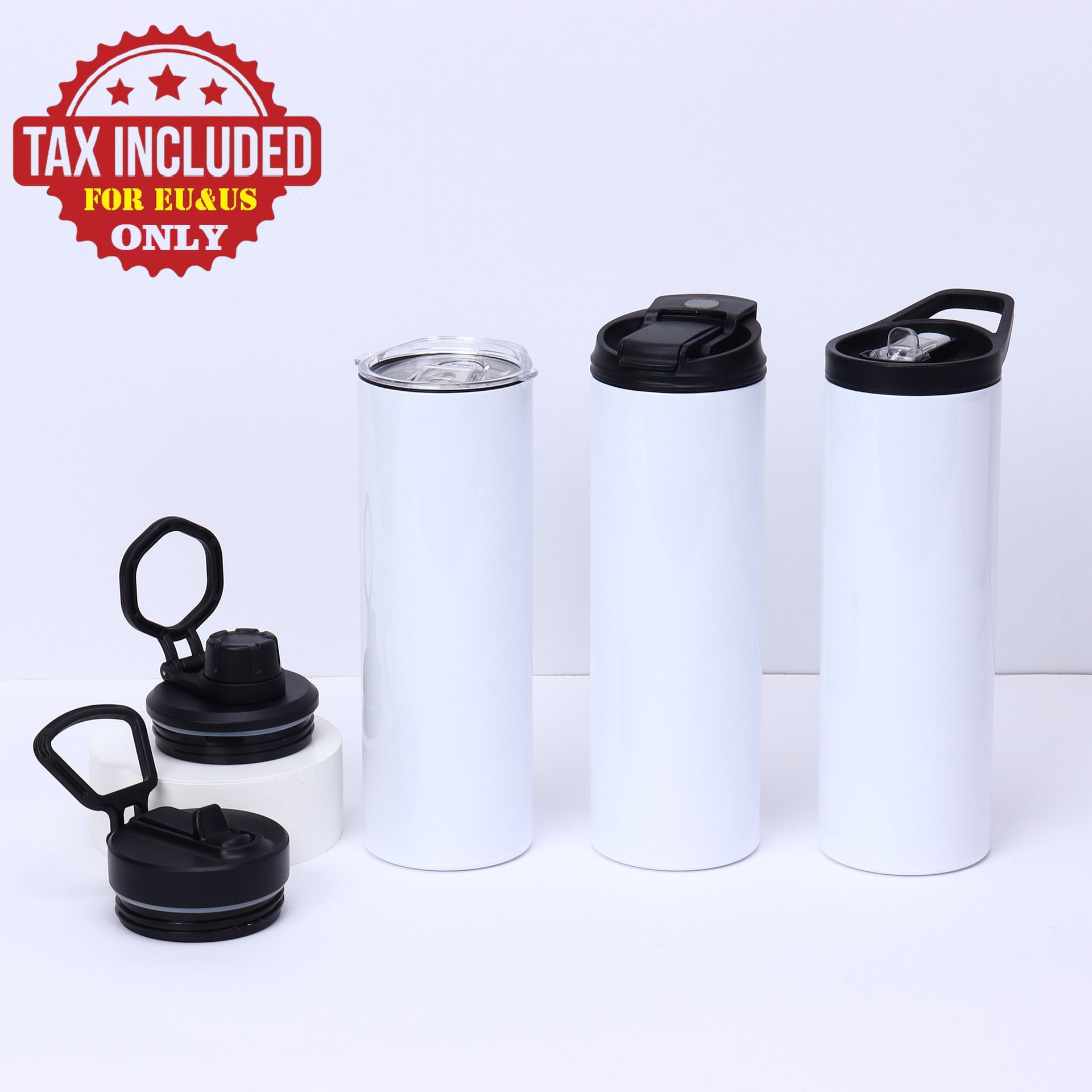 25 packs 20oz Sublimation Blank Tumblers Dual Opening Blank Bottles Stainless Steel Water Bottle with Dual lids for Heat Transfer