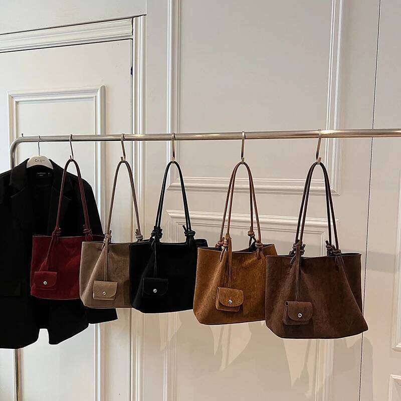 LEFTSIDE Faux Suede Tote 2025 Winter Auturm Casual New Shoulder Young Women's Underarm Bag Handbags And Purses