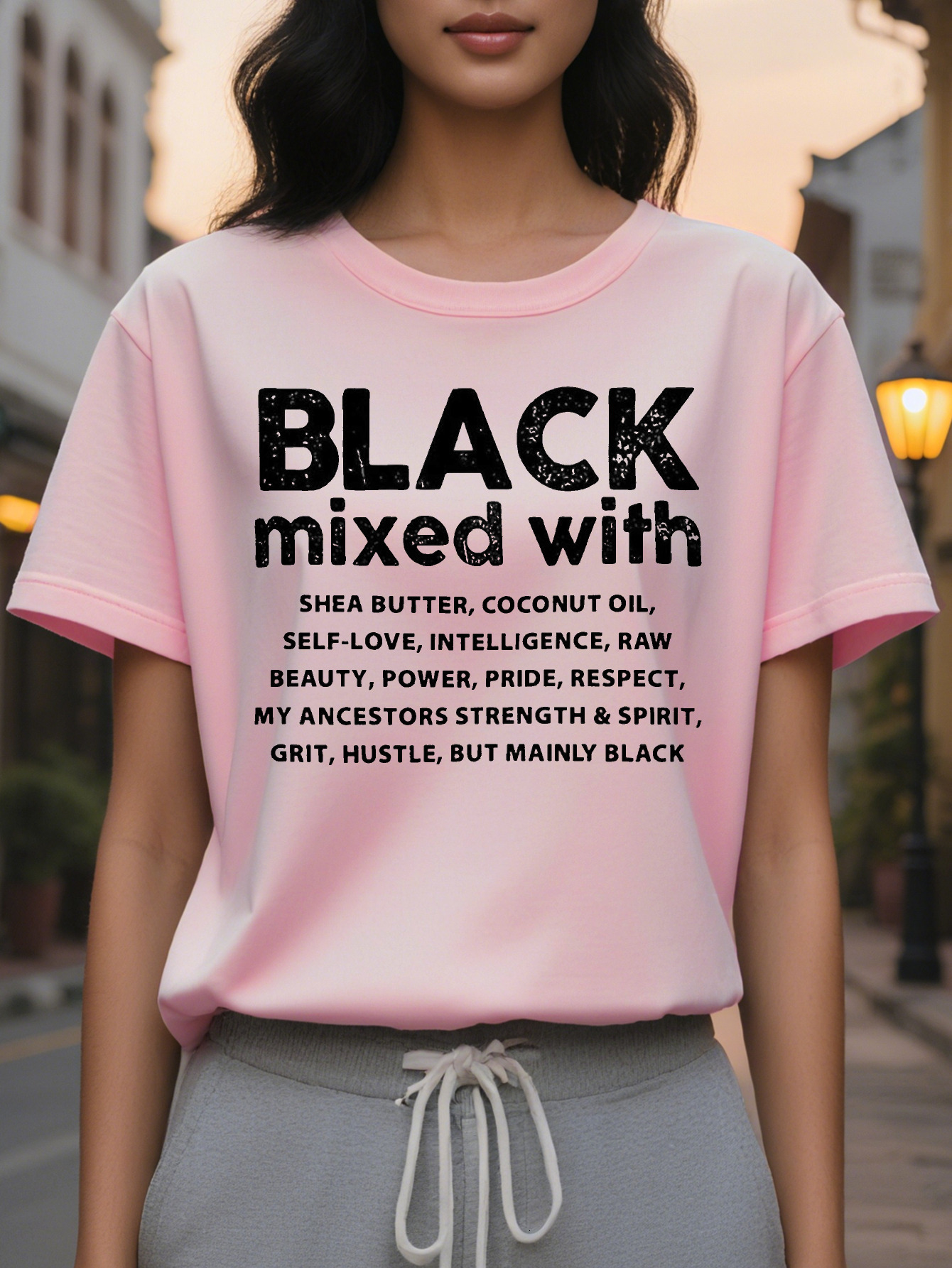 Large XL Vibrant Alphabet Print Crew Neck T-Shirt Soft Mid Elasticity Cotton Fabric Regular Length Hand Washable Perfect Plus Size