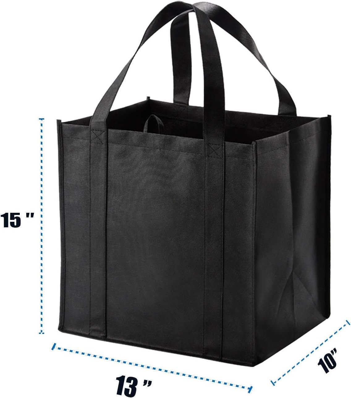 10 Pack Reusable Reinforced Handle Grocery Bags Heavy Duty Large Shopping Totes with Thick Plastic Bottom can hold 40 lbsW250904