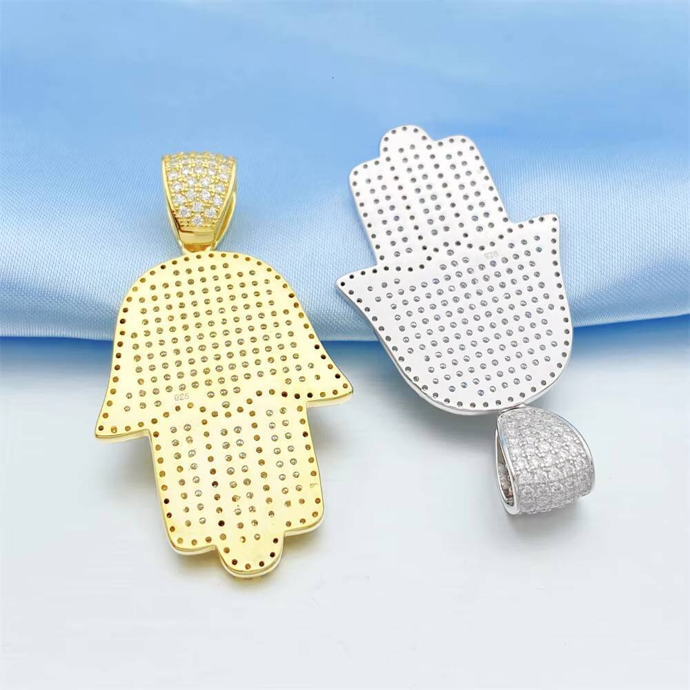 In Stock Couple Sterling Silver Pendant Rhinestone Moissanite Hand Pendant